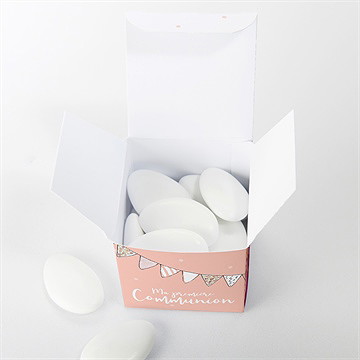 Boîte de dragées communion banderoles de fanions - Intérieur de la boîte