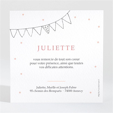 Remerciement communion banderoles de fanions - Dos de la carte