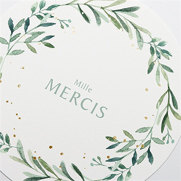 Remerciement communion végétal et dorure - Détail de la carte