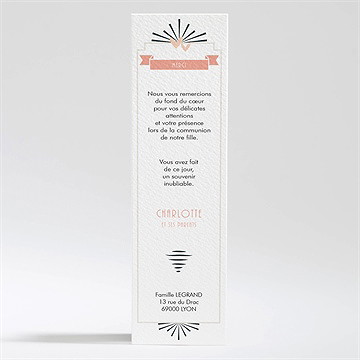 Remerciement communion beauté essentielle - Dos de la carte