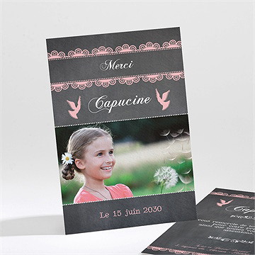 Remerciement communion dentelle rose