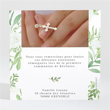 Remerciement communion ornements - Dos de la carte