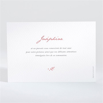 Remerciement communion cuivré végétal - Dos de la carte