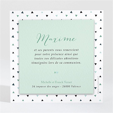 Remerciement communion moderne chic - Dos de la carte