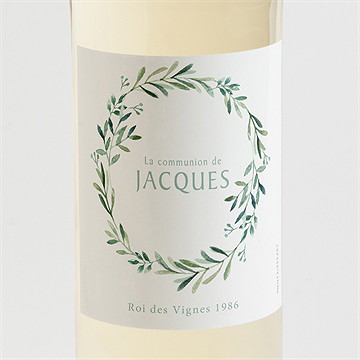 Etiquette de bouteille communion végétal et dorure