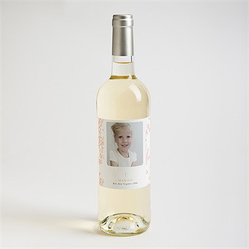 Etiquette de bouteille communion gravures végétales - Mise en situation