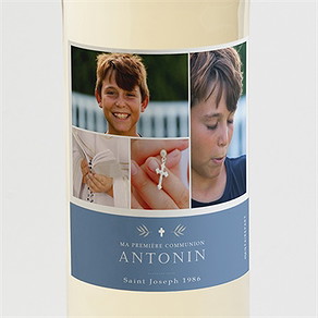 Etiquette de bouteille communion bleu myosotis