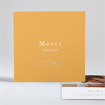 Remerciement communion jaune et or