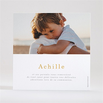 Remerciement communion jaune et or - Dos de la carte