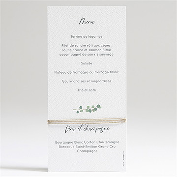 Menu communion en grâce - Dos du menu