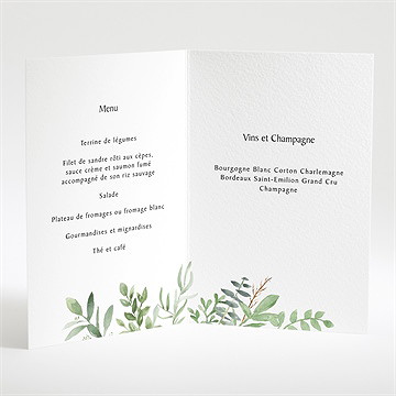 Menu communion illustration végétale - Intérieur du menu