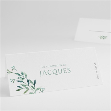 Marque-place communion végétal et dorure sticker