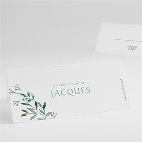 Marque-place communion végétal et dorure