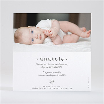 Faire-part naissance signes de douceur - Dos de la carte