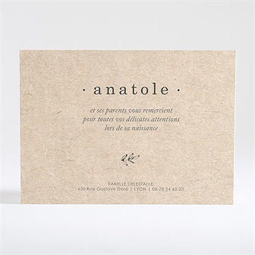 Remerciement naissance signes de douceur - Dos de la carte