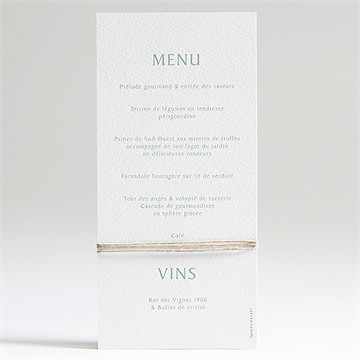 Menu communion végétal et dorure - Dos du menu