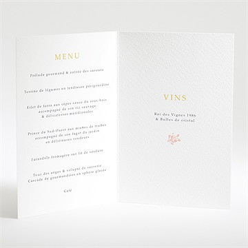 Menu communion gravures végétales - Intérieur du menu