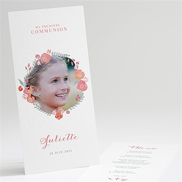 Menu communion couronne aquarelle