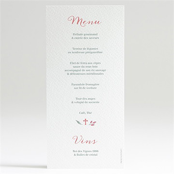 Menu communion couronne aquarelle - Dos du menu
