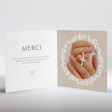 Remerciement communion le sacrement - Intérieur du faire-part