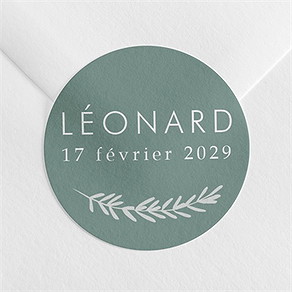 Sticker naissance végétal vert pastel