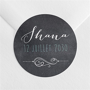 Sticker naissance ardoise et pictogrammes