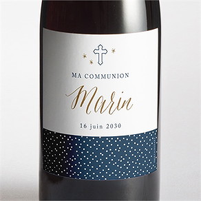 Etiquette de bouteille communion relief