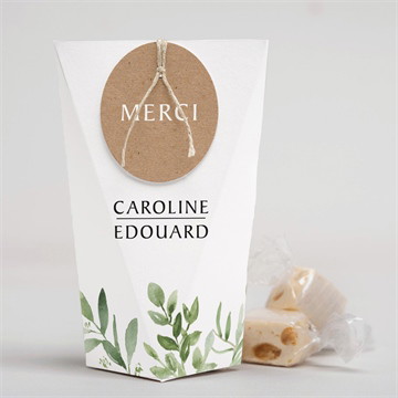 Boîte surprise mariage feuillage d'été pochette