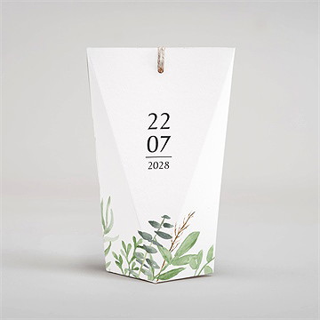 Boîte surprise mariage feuillage d'été - Dos de la boîte