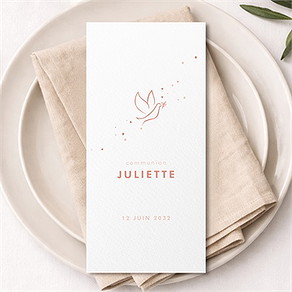 Menu communion colombe dorée