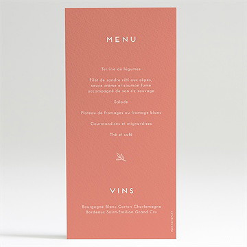 Menu communion colombe dorée - Dos du menu