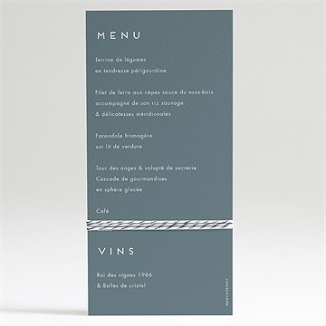 Menu mariage confiance - Dos du menu