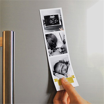 Faire-part naissance cascade de photos magnet - Mise en situation