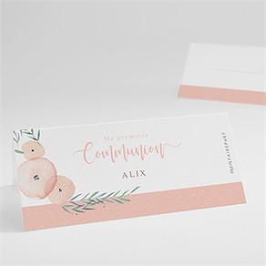 Marque-place communion rose tendre