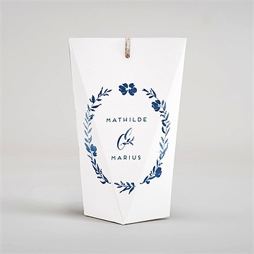 Boîte surprise mariage aquarelle bleue - Dos de la boîte