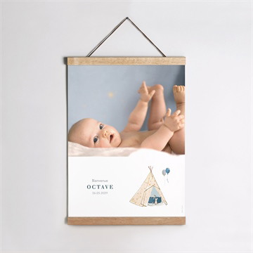 Affiche naissance petit tipi carré plié