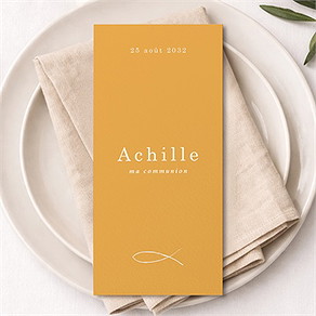 Menu communion jaune et or
