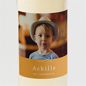Etiquette de bouteille communion jaune et or