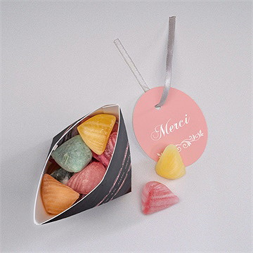 Boîte surprise communion dentelle rose - Intérieur de la boîte