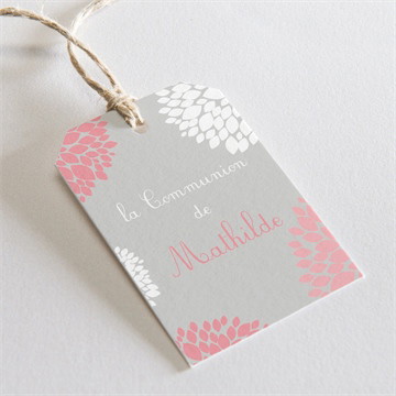Etiquette communion colombe et fleurs