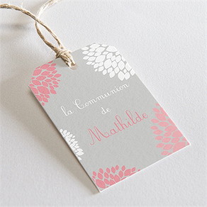 Etiquette communion colombe et fleurs