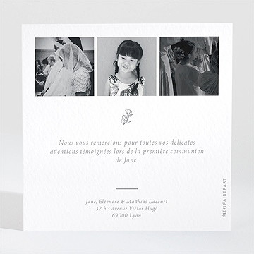 Remerciement communion illuminations - Dos du remerciement