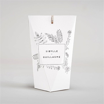 Boîte surprise mariage gravure florale - Dos de la boîte