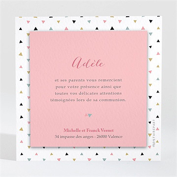 Remerciement communion sa première communion - Dos de la carte