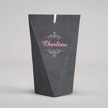 Boîte surprise communion fond ardoise et photo - Dos de la boîte