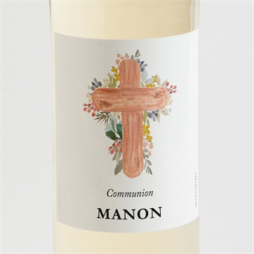 Etiquette de bouteille communion symboles et foi