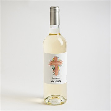 Etiquette de bouteille communion symboles et foi - Mise en situation