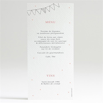 Menu communion banderoles de fanions - Dos du menu