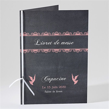 Livret de messe communion dentelle rose
