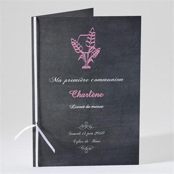 Livret de messe communion fond ardoise et photo